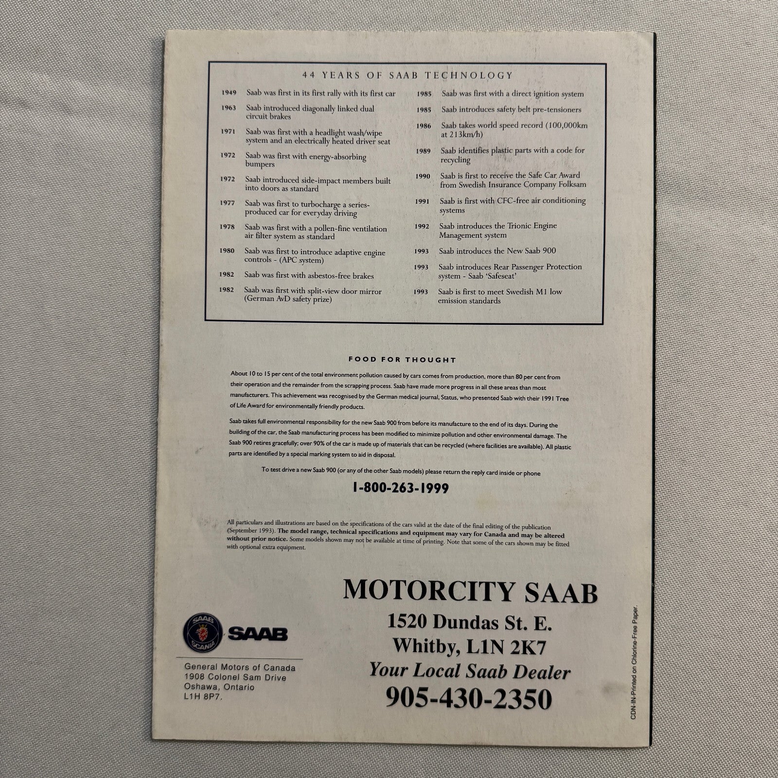 1993 Saab 900 Car Sales Brochure Catalog Advertising