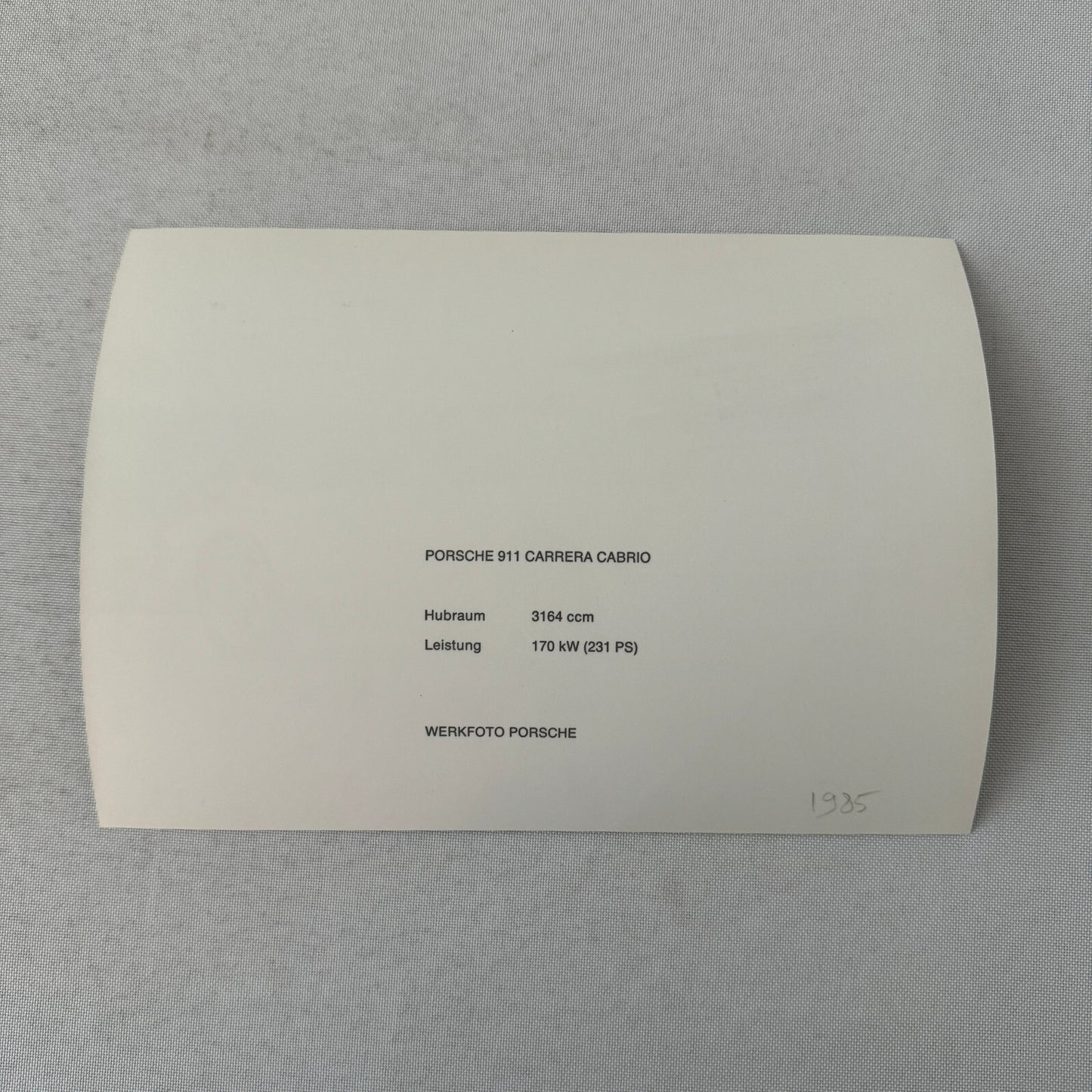 Porsche 911 Carrera Cabriolet Convertible Car Factory Press Photo Photograph