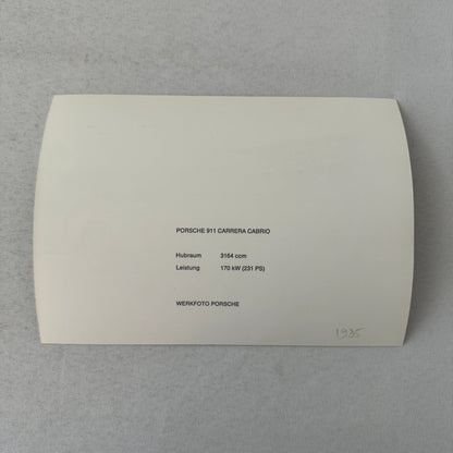 Porsche 911 Carrera Cabriolet Convertible Car Factory Press Photo Photograph