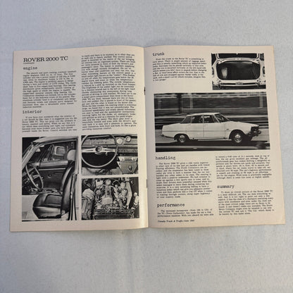 Rover 2000 TC Sales Brochure Catalog Track & Traffic Magazine Road Test