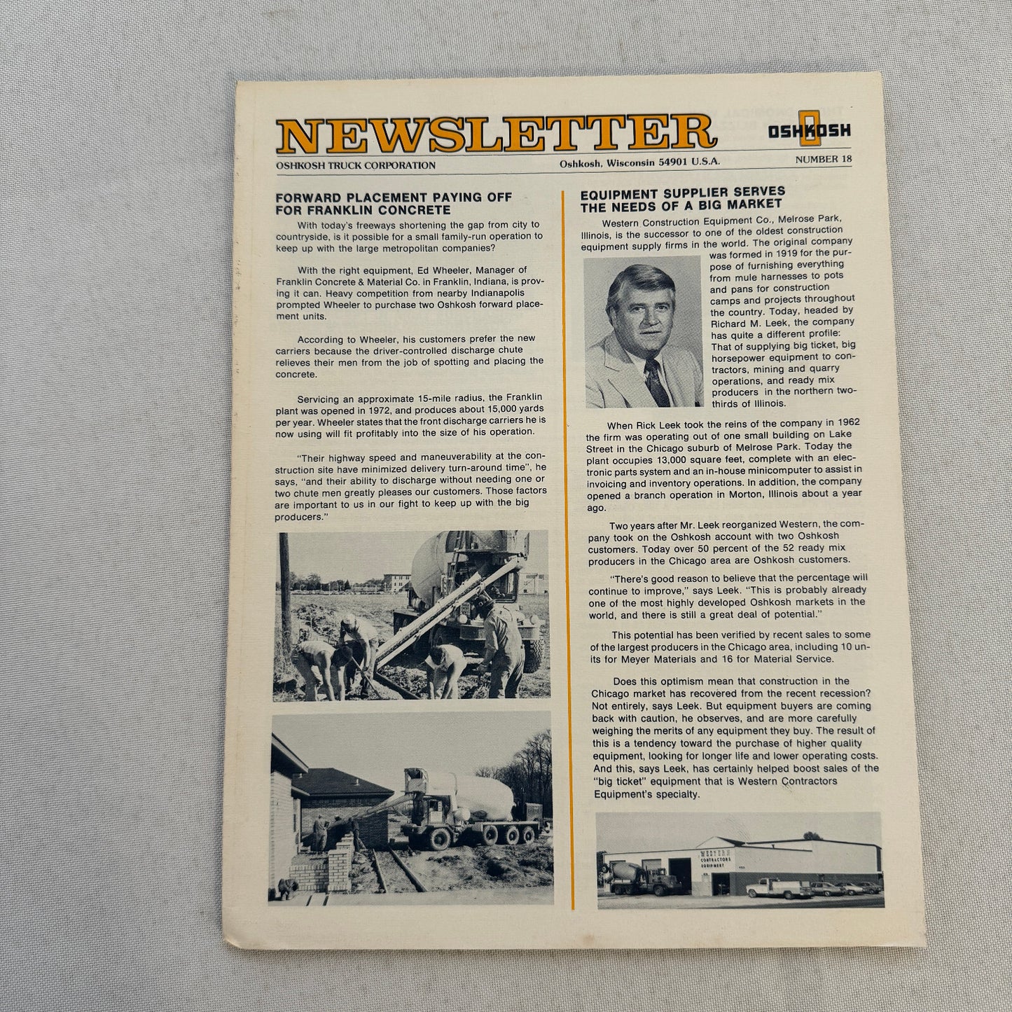 Oshkosh Truck Factory Newsletter Brochure Airport Crash Truck Army Cement Mixer