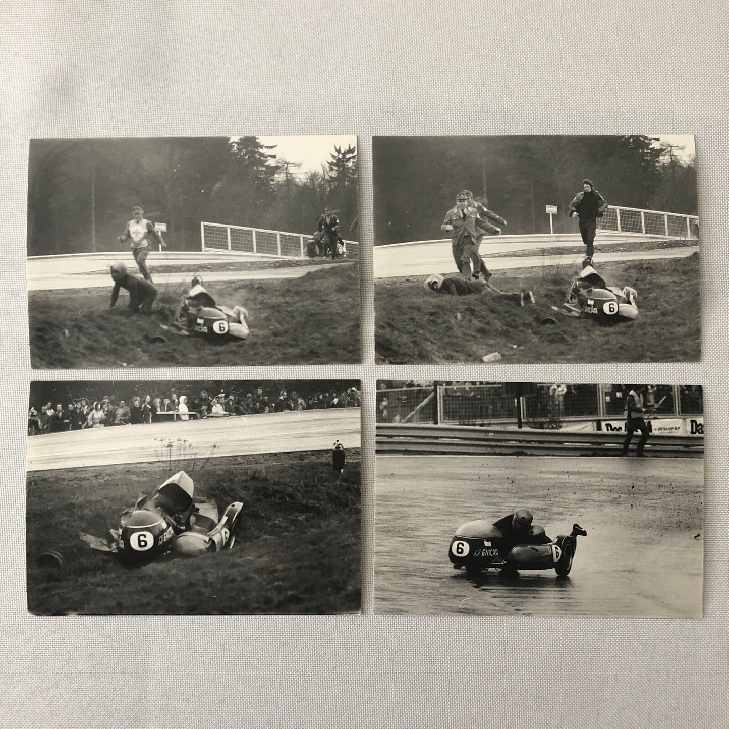 Motorcycle Sidecar Racing Crash Accident Photo Lot 4x German Rudi Kurth Dane Row