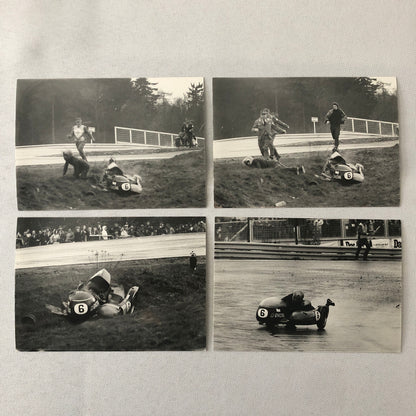 Motorcycle Sidecar Racing Crash Accident Photo Lot 4x German Rudi Kurth Dane Row