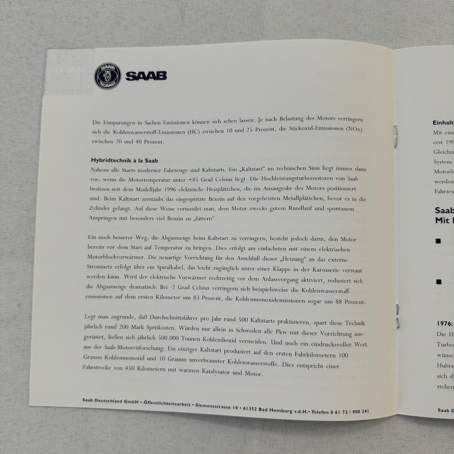 1996 Saab Factory Press Kit Photos Saab 900 Saab 9000 German Text