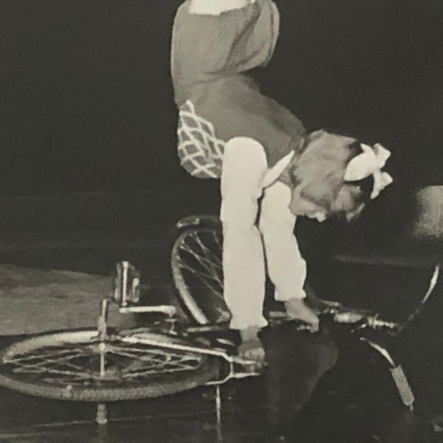 Circus Performer Girl Handstand on Bicycle Photo Photograph Vintage