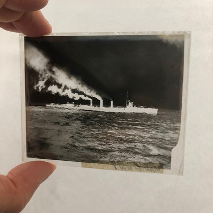 Antique Glass Plate Lantern Slide WW1 Navy Ship Military Boat World War I