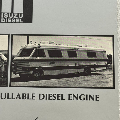 Isuzu Diesel Engine Sales Sheet Brochure Vintage Motorhome RV Camper Truck QD