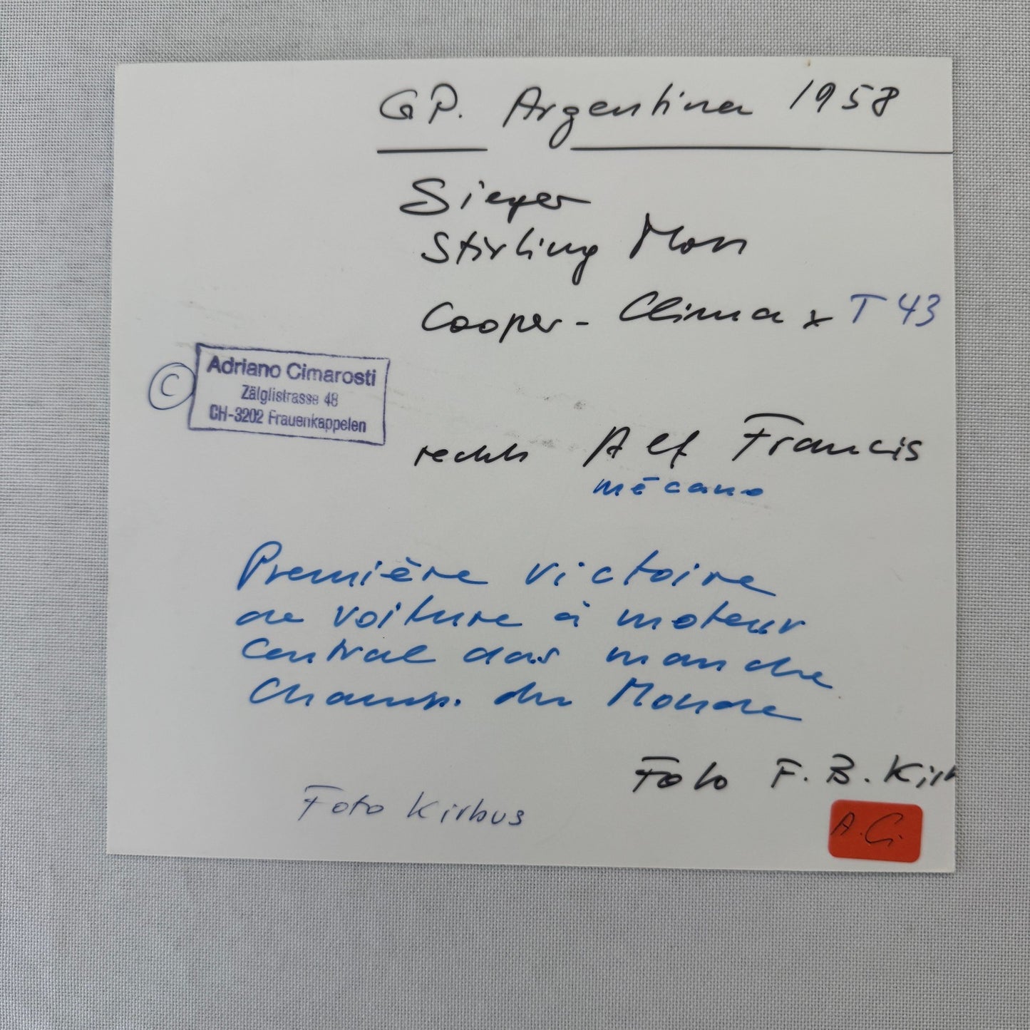 Stirling Moss Argentina Grand Prix 1958 Racing Photo Photograph Modern Print