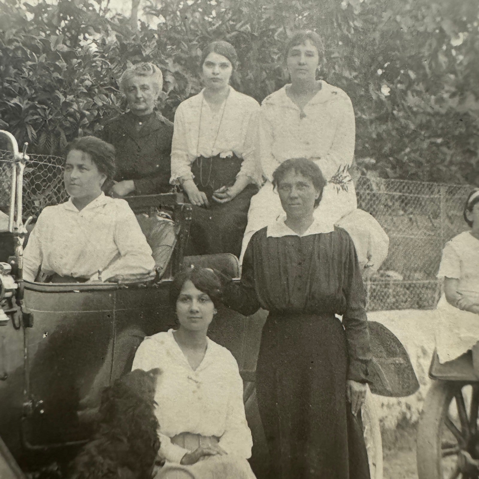 Antique Photo Photograph Print People with Automobile Car