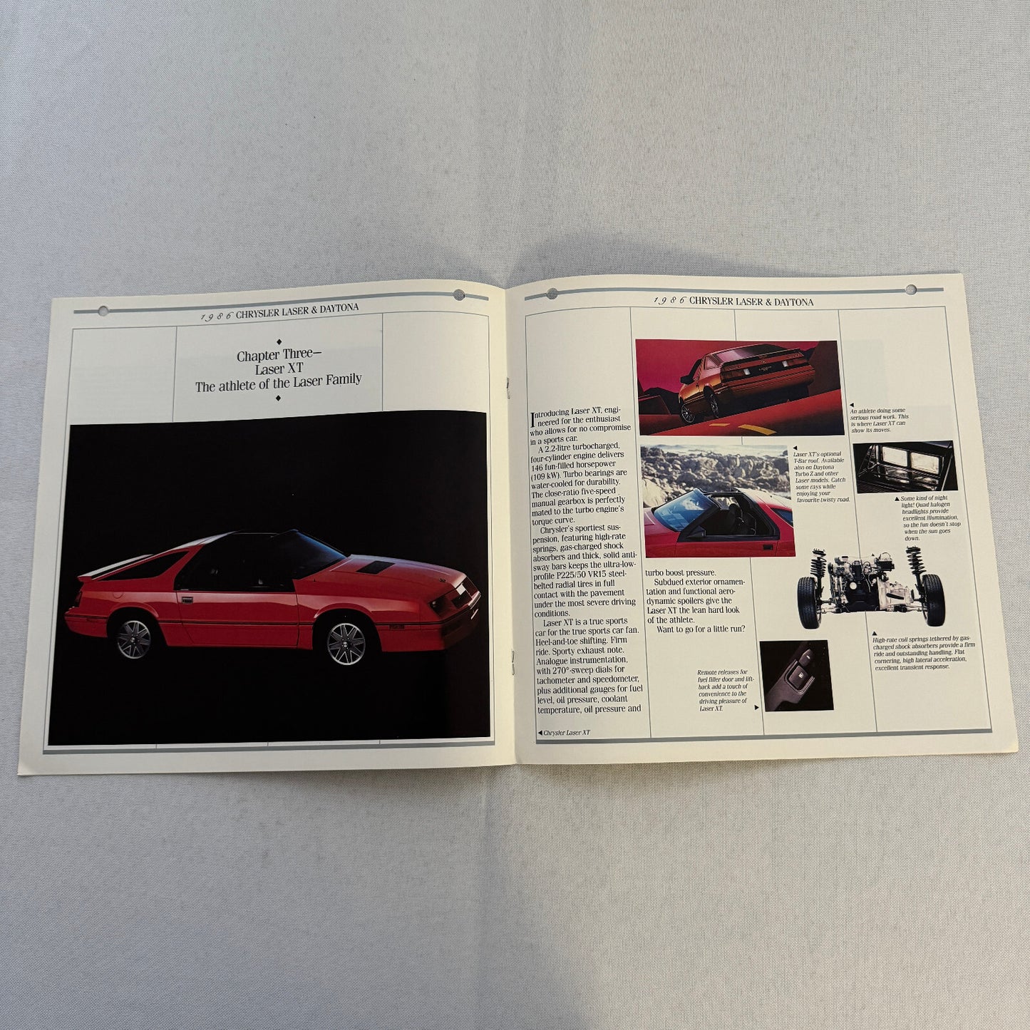 1986 Chrysler Laser and Daytona Sales Brochure Catalog Laser XE XT Turbo Z