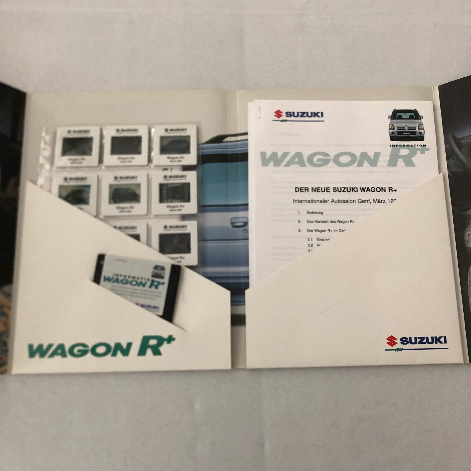 1997 Suzuki Wagon R Press Kit German Brochure Diskette 35mm Slides Photos