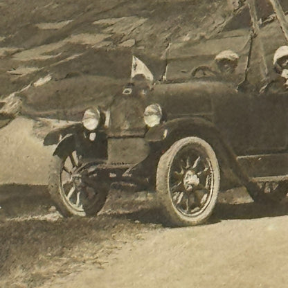 Vintage Photograph People with Antique Car Early Automobile