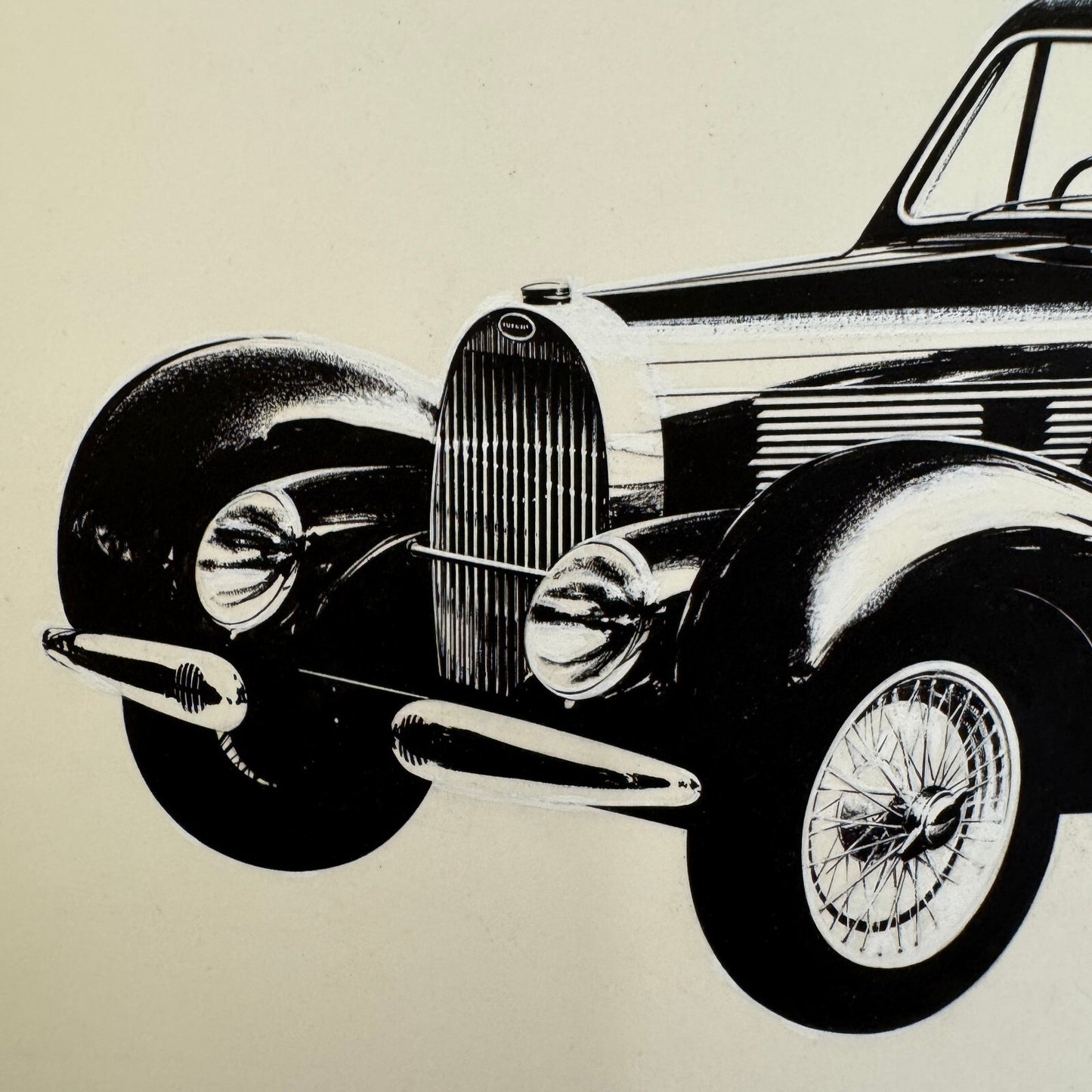 1939 Bugatti Type 57C Galibier Automobile Illustration Art Drawing Hand Drawn