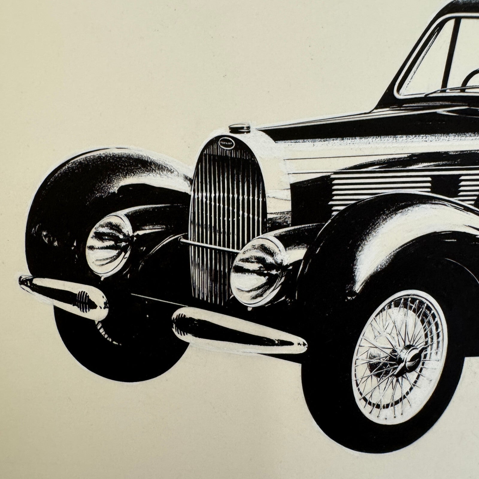 1939 Bugatti Type 57C Galibier Automobile Illustration Art Drawing Hand Drawn
