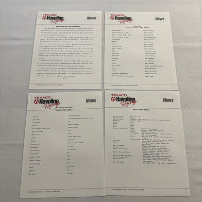 1990 Texaco Racing Team Indy CART Press Kit Brochure Photos Dominic Dobson