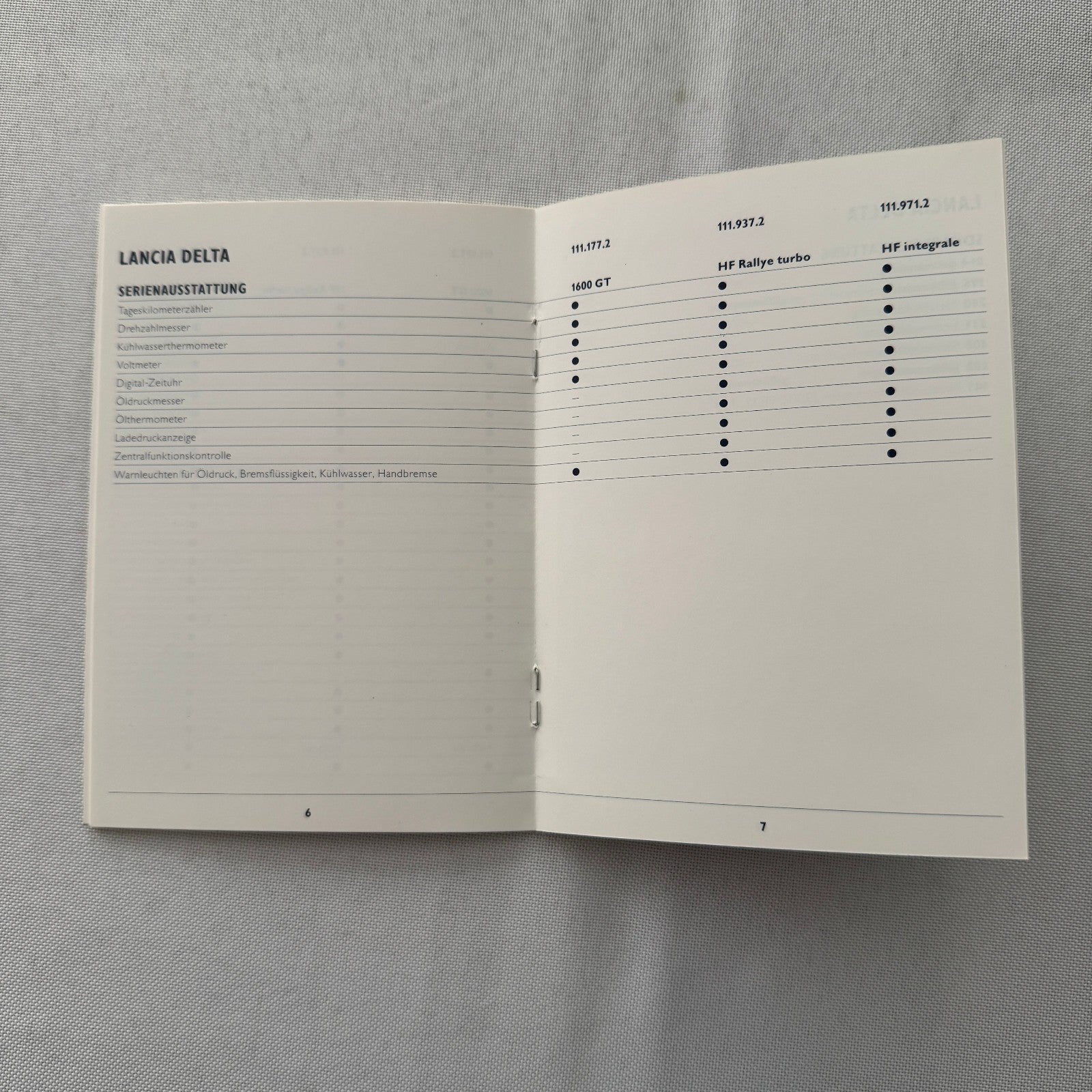 1990 Lancia Delta Price List GERMAN European Market Lancia Delta Integrale