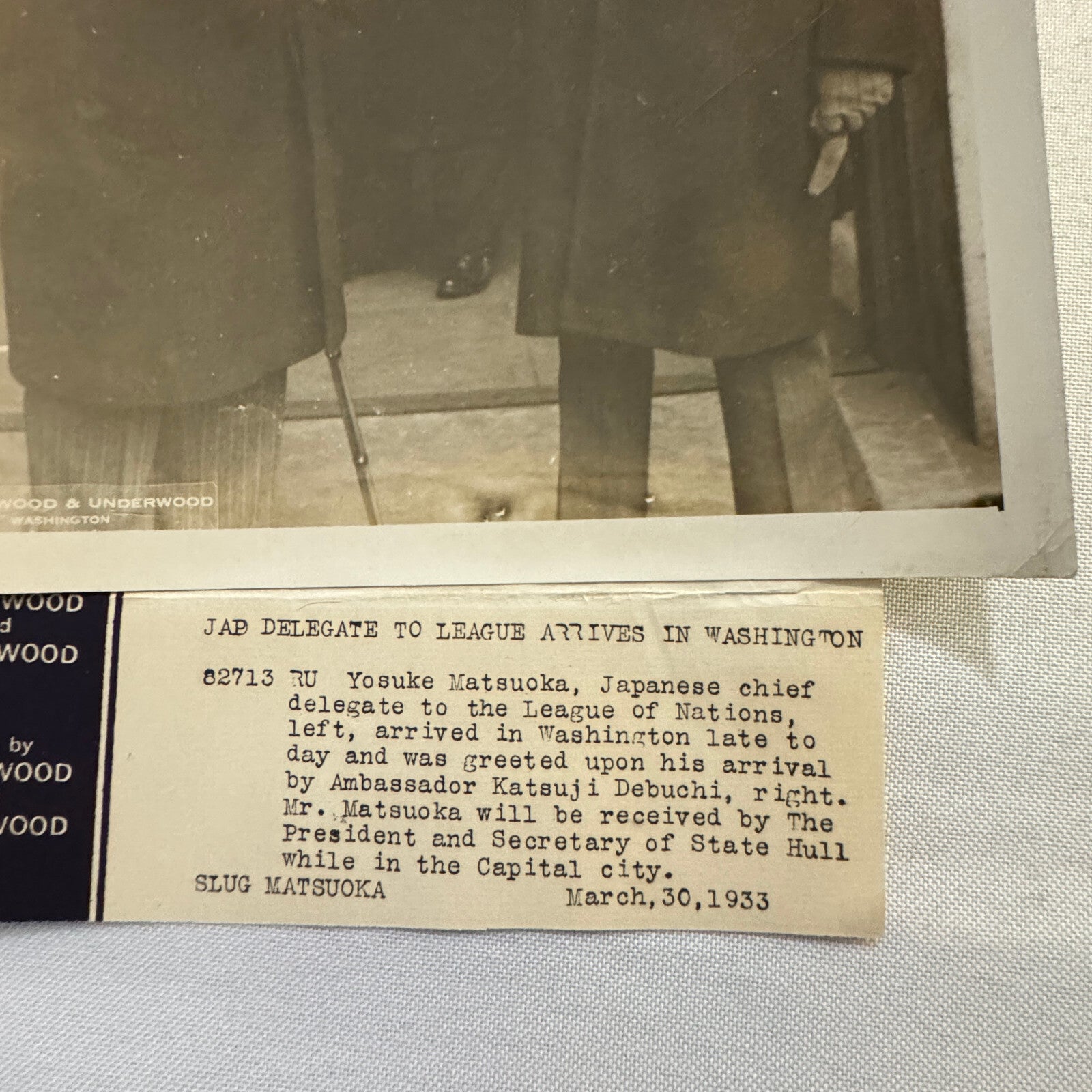 Japanese League of Nations Delegate in Washington Press Photo Photograph 1933