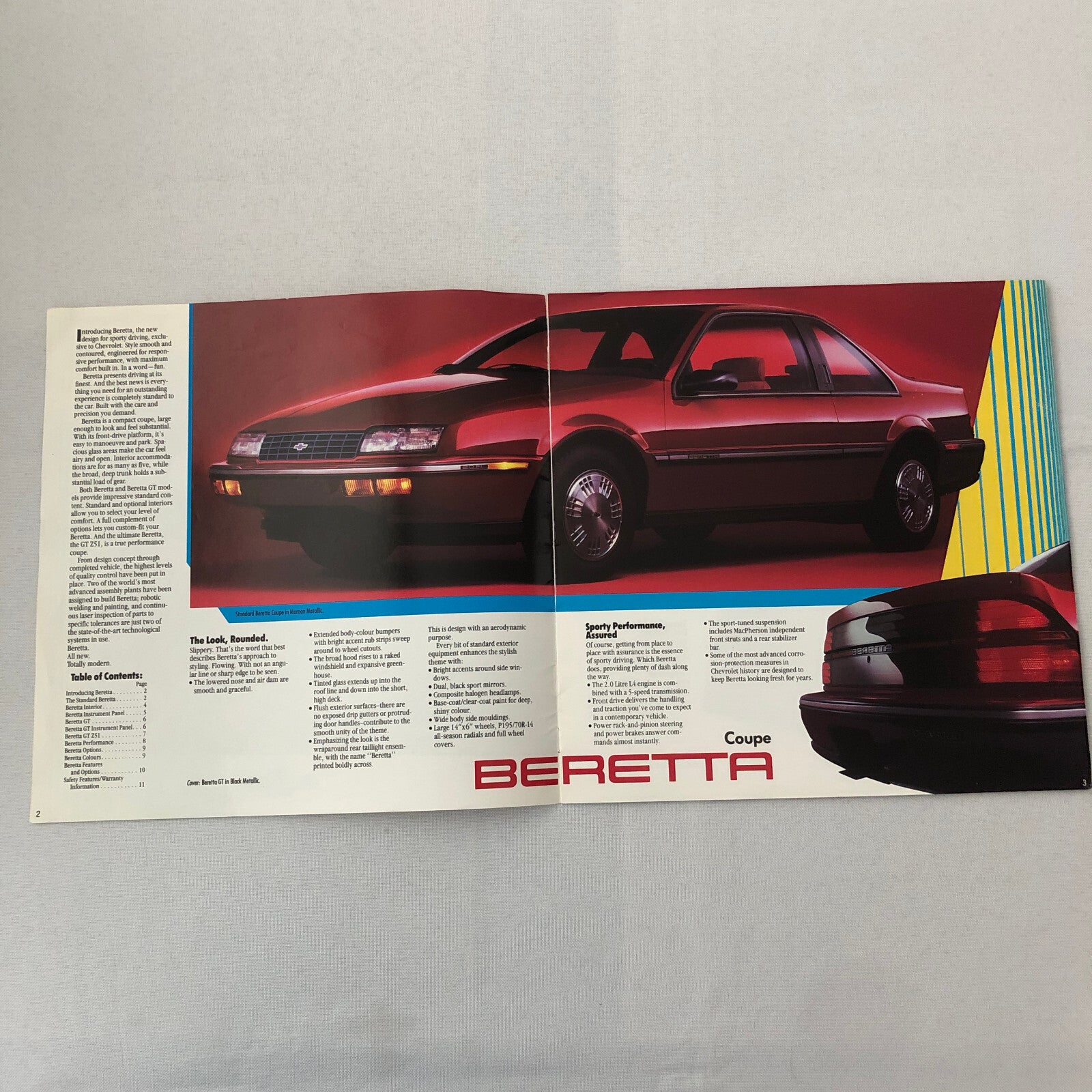 1987 Chevrolet Beretta Sales Brochure Catalog Advertising