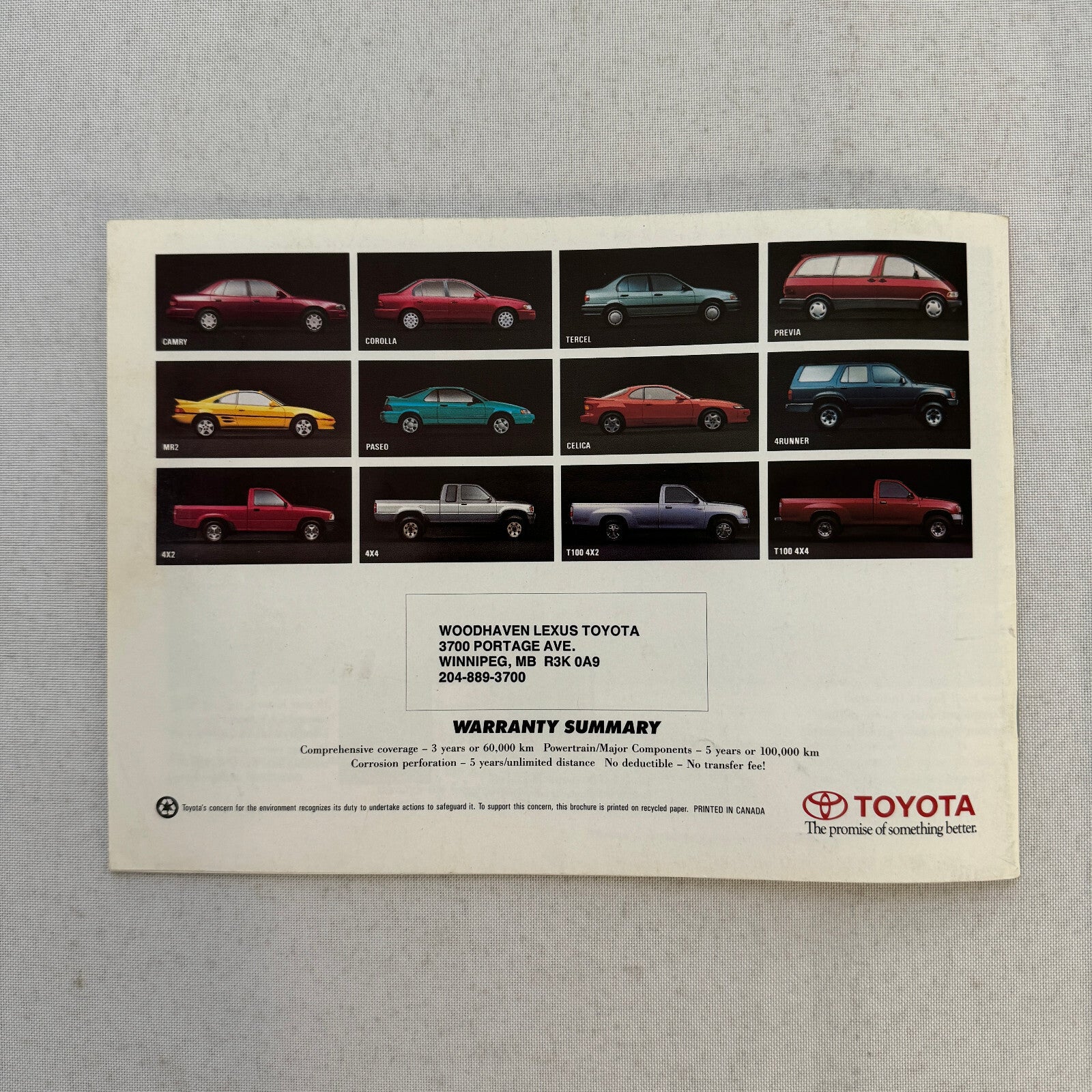 1993 Toyota Sales Brochure Catalog Previa Paseo MR2 Celica 4Runner T100 Pickup