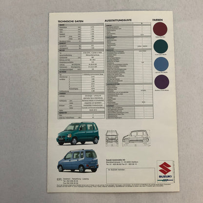 Suzuki Wagon R Car Sales Brochure Catalog GERMAN Text European Market