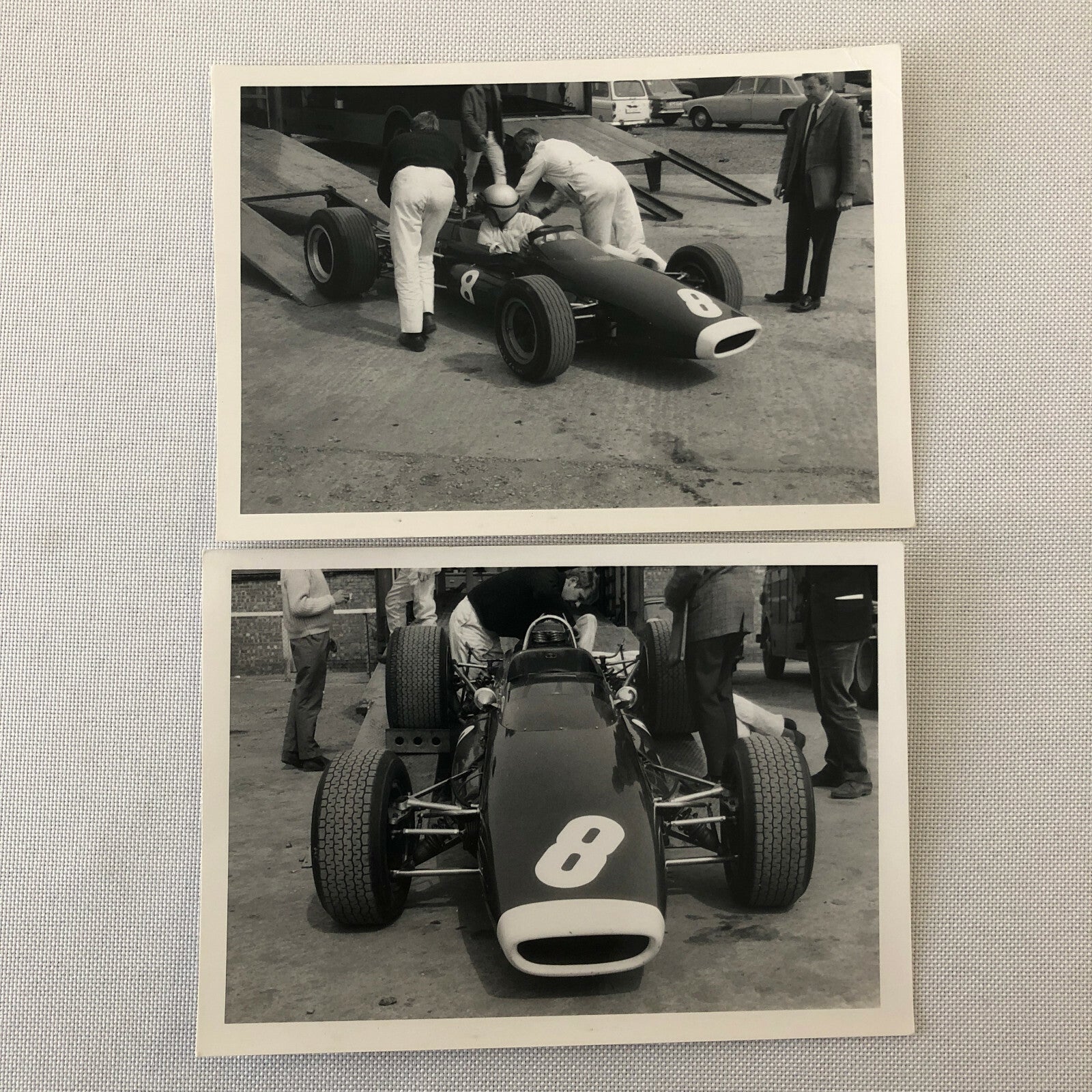 Vintage Racing Car Photo Photograph Lot of 2 - McLaren Car at Silverstone 1967