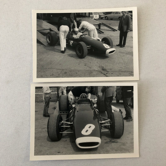 Vintage Racing Car Photo Photograph Lot of 2 - McLaren Car at Silverstone 1967