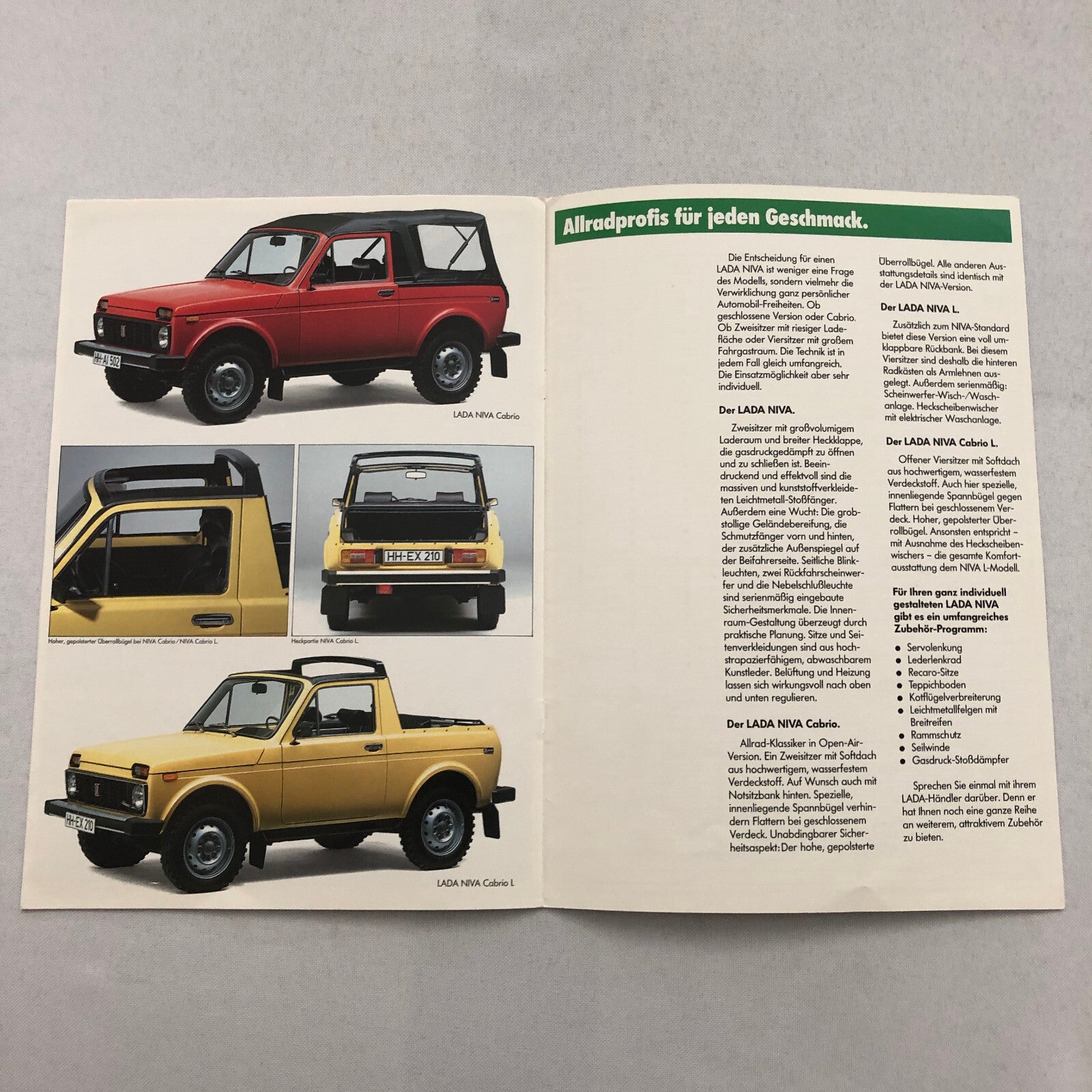 Lada Niva Car Sales Brochure Catalog Niva L Niva Cabrio L German Text European
