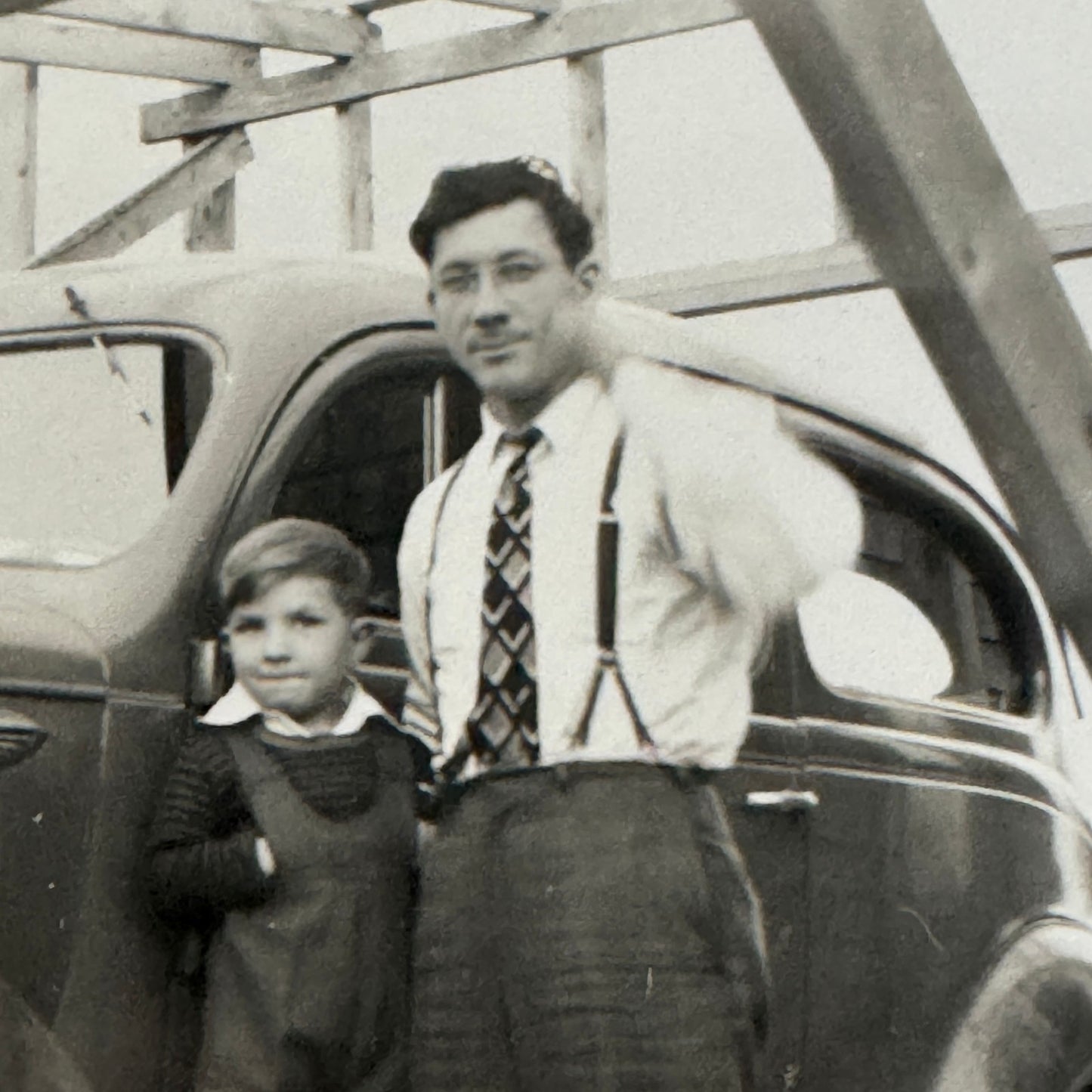 Vintage Car Automobile Photo Photograph Print Snapshot Quebec Canada Man Child