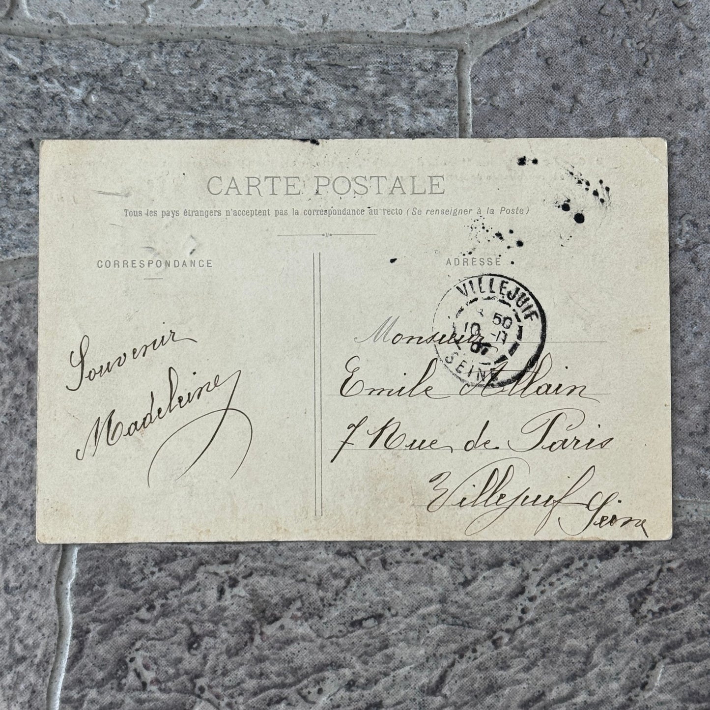 Vintage Zeppelin Airship Dirigible Postcard Post Card French Ville de Paris