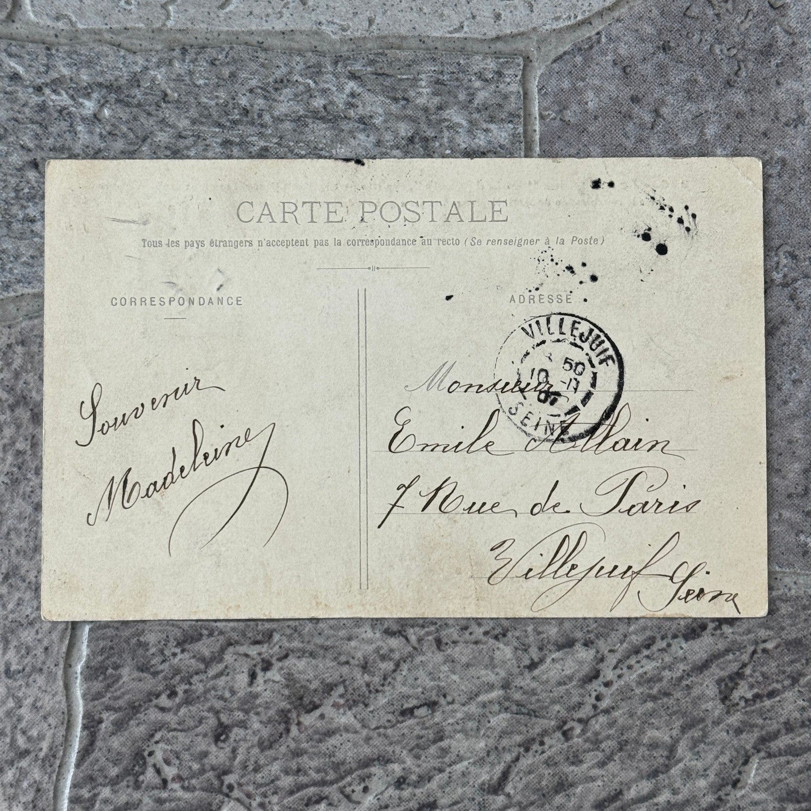 Vintage Zeppelin Airship Dirigible Postcard Post Card French Ville de Paris