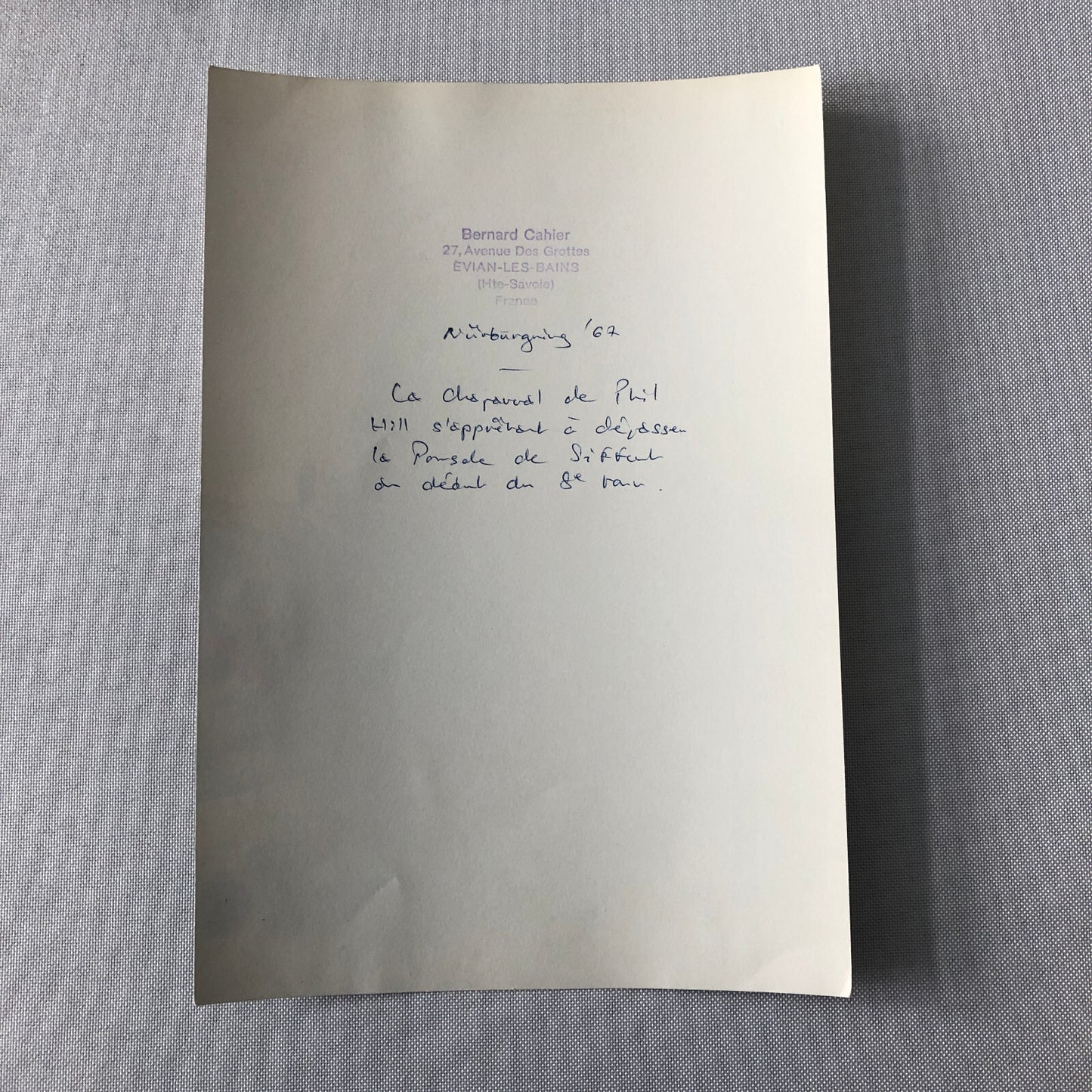 Vintage Bernard Cahier Racing Photo Nurburgring Phil Hill Chaparral Porsche 1967