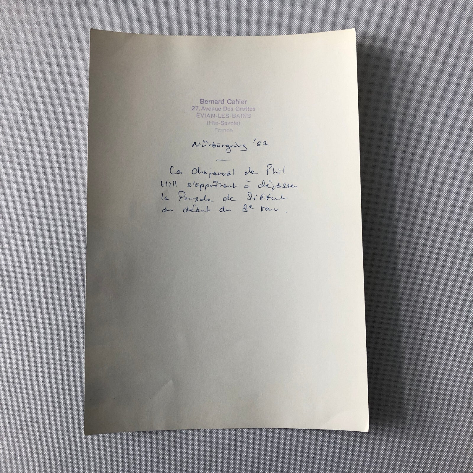 Vintage Bernard Cahier Racing Photo Nurburgring Phil Hill Chaparral Porsche 1967