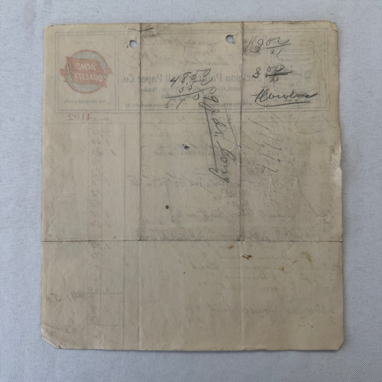 Jackson Paint and Wall Paper Company Michigan 1908 Receipt Document Invoice