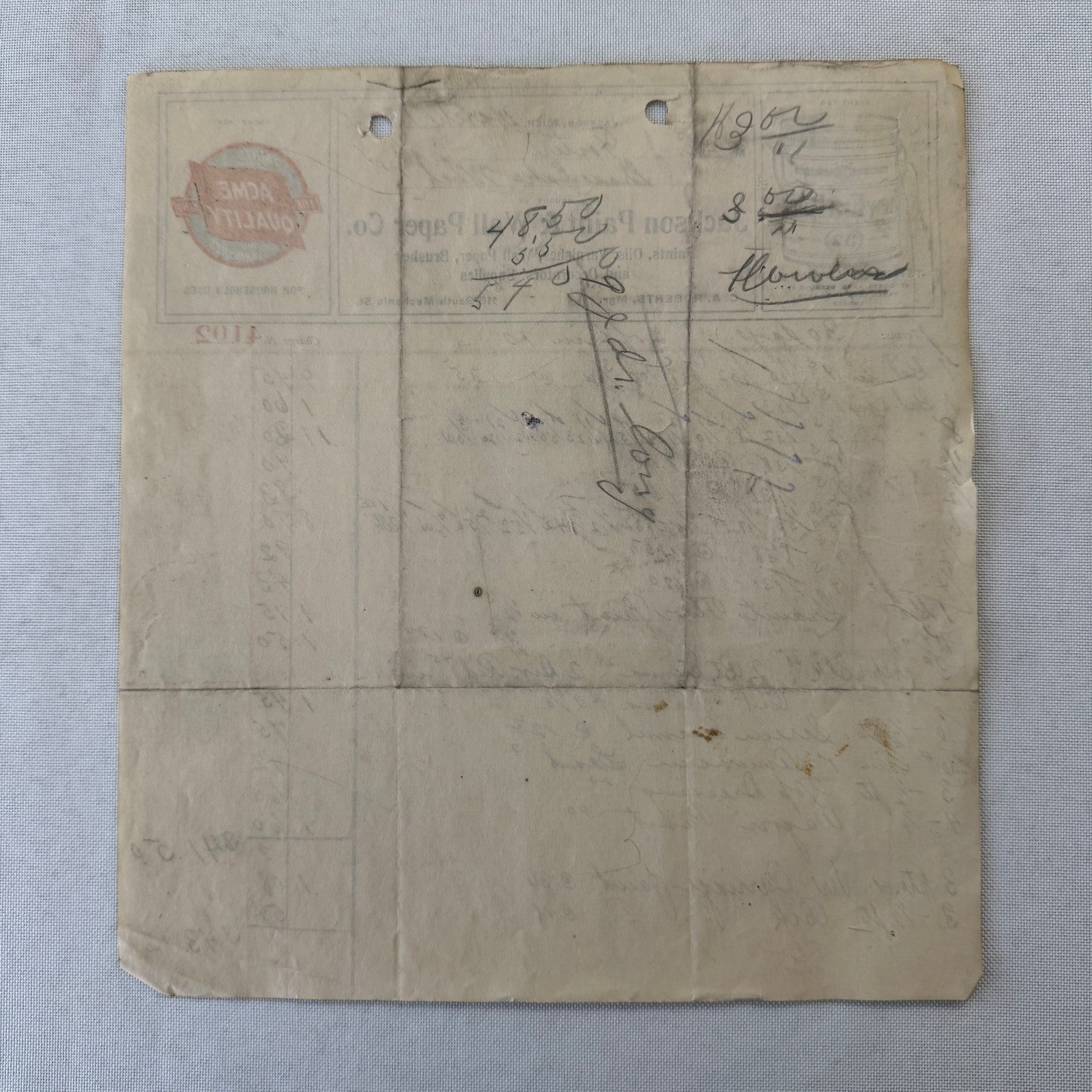 Jackson Paint and Wall Paper Company Michigan 1908 Receipt Document Invoice
