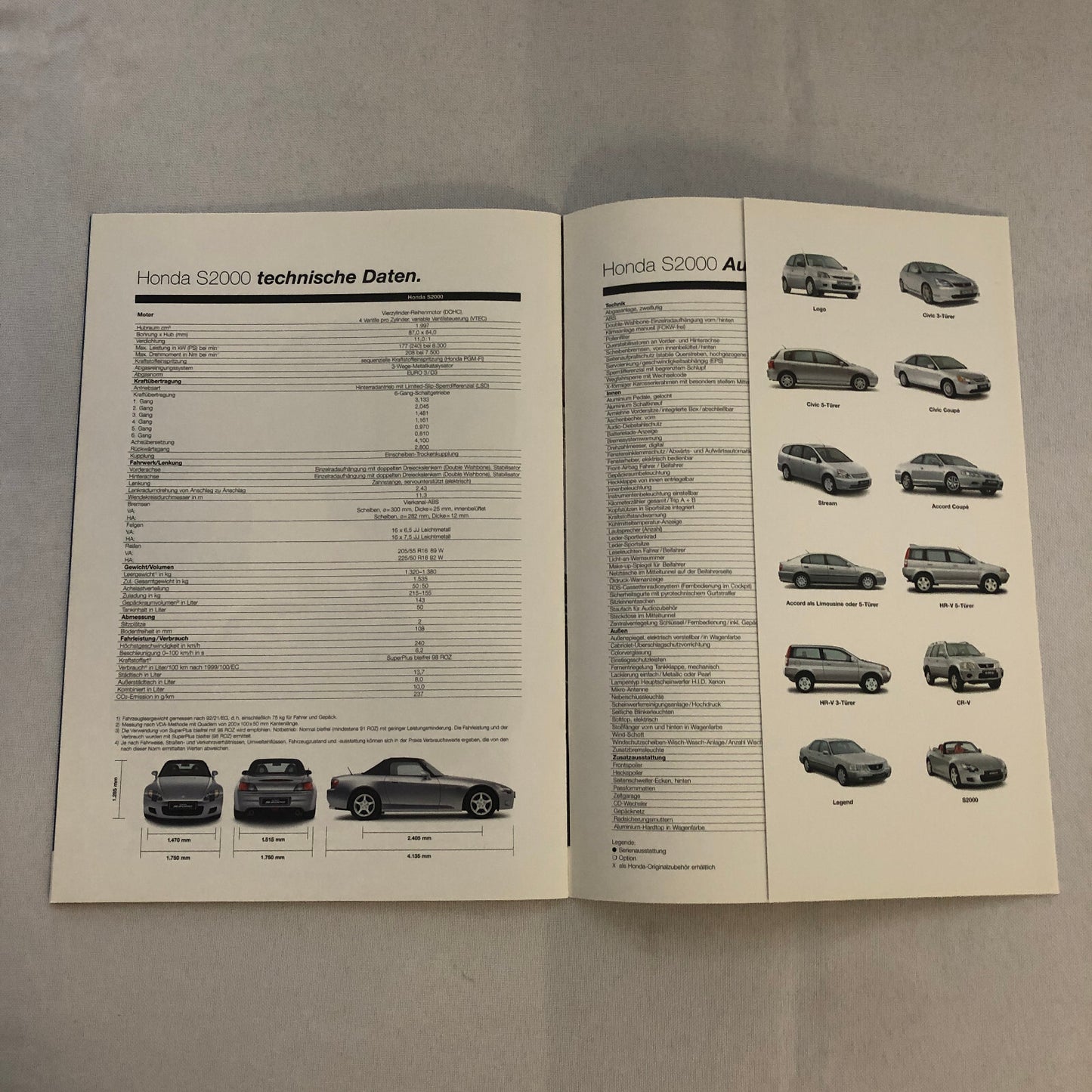 Honda S2000 Car Sales Brochure GERMAN Text European Market
