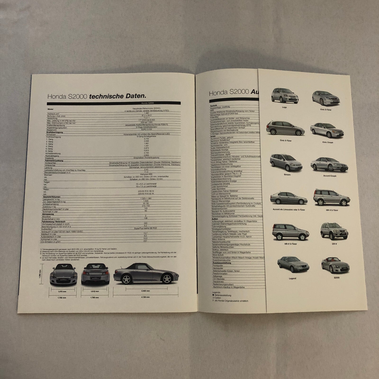 Honda S2000 Car Sales Brochure GERMAN Text European Market