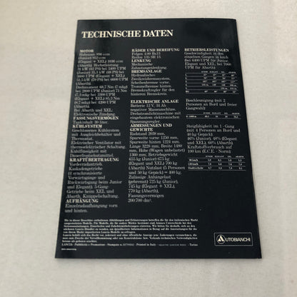 Autobianchi A112 Elegant Abarth Junior XEL Car Sales Brochure Catalog GERMAN