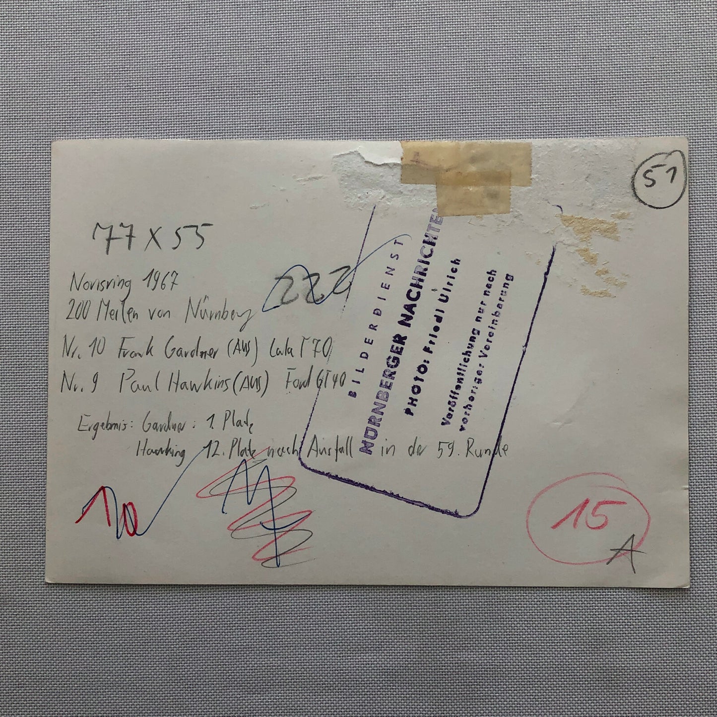 Vintage 1967 Ford GT40 and Lola T70 Racing Photo Photograph Norisring Circuit 