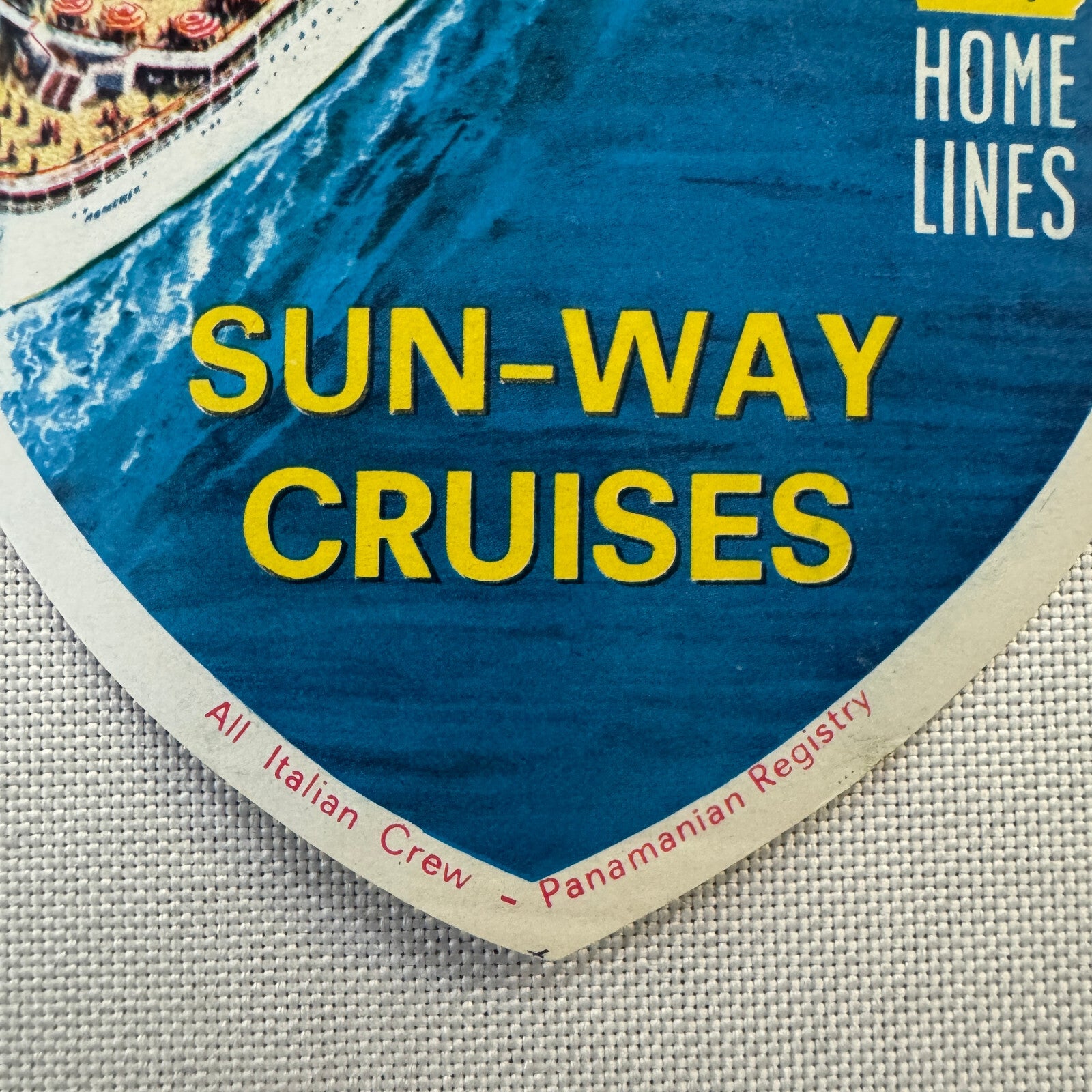 Vintage Ship Travel Label SS Homeric Sun Way Cruises Cruise Ship Boat
