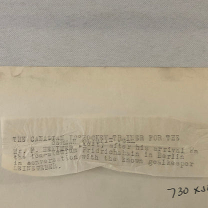 Press Photo Photograph Olympic Ice Hockey German Team Goalie with Canadian Coach