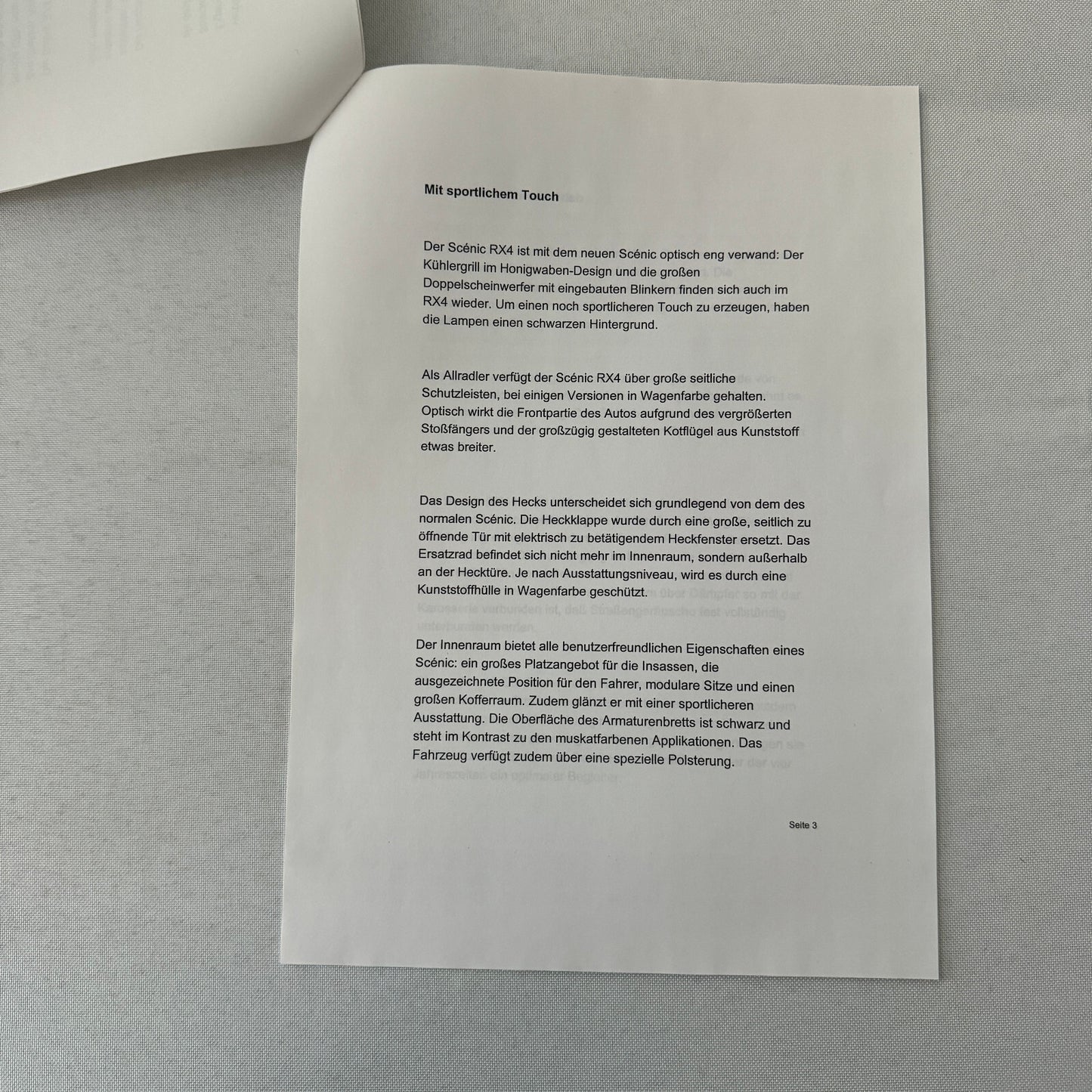 1999 Renault Scenic RX4 Car Press Kit Sales Brochure Photos