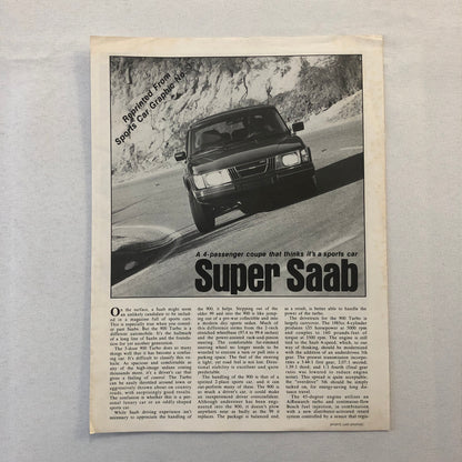 Vintage Saab 900 Road Test Sales Brochure Catalog
