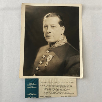 Press Photo Photograph Brazilian Embassy Secretary Brazil Diplomat 1928
