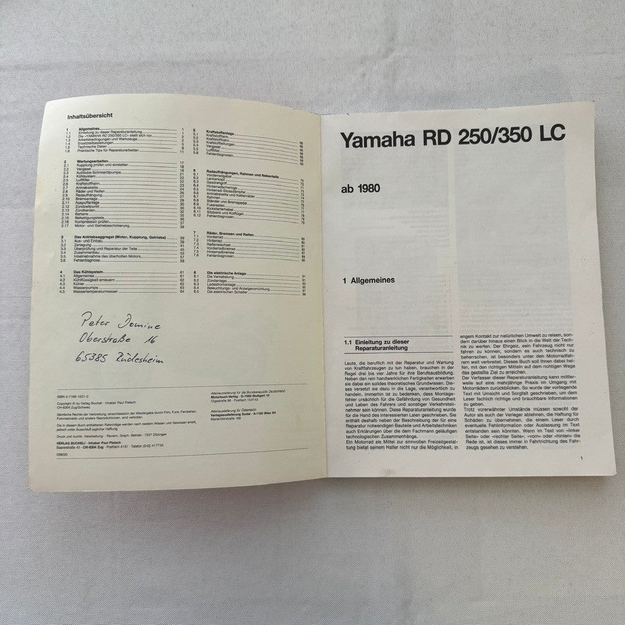 1980 Yamaha RD250LC RD350LC Motorcycle Bike Repair Manual Book GERMAN