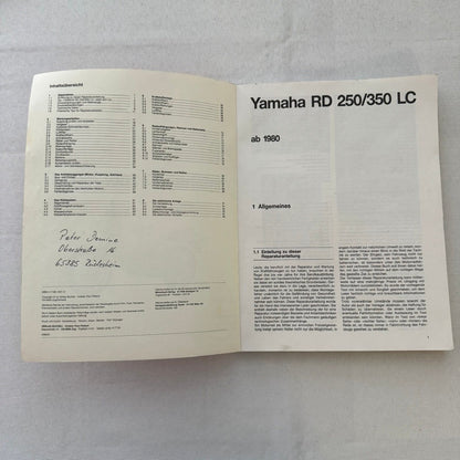 1980 Yamaha RD250LC RD350LC Motorcycle Bike Repair Manual Book GERMAN