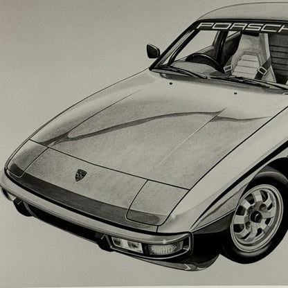 Porsche 924 Car Illustration Photo Photograph Vintage