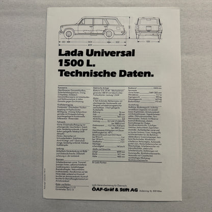 Lada Universal 1500 L Car Sales Brochure Catalog Advertising German Text