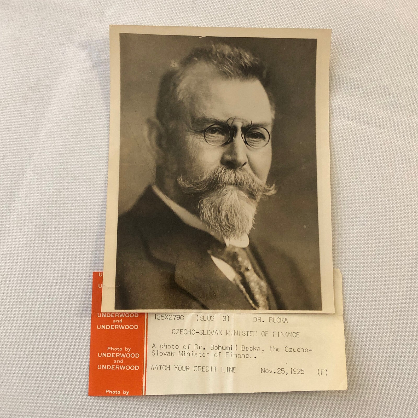 Vintage Press Photo Photograph Czechoslovakia Minister of Finance 1925 Portrait