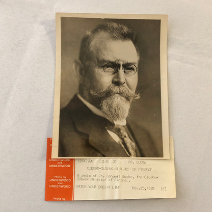 Vintage Press Photo Photograph Czechoslovakia Minister of Finance 1925 Portrait
