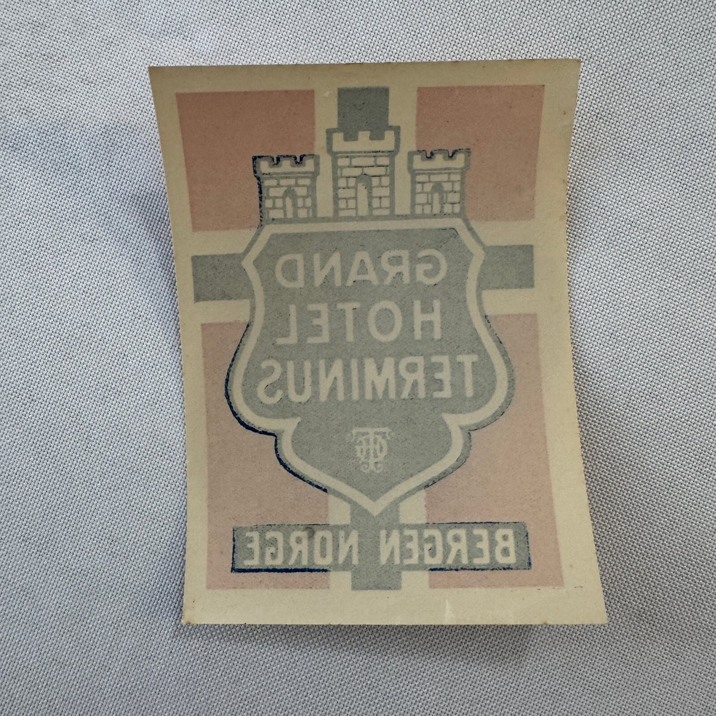 Vintage Hotel Travel Luggage Label Grand Hotel Terminus Bergen Norway Norwegian